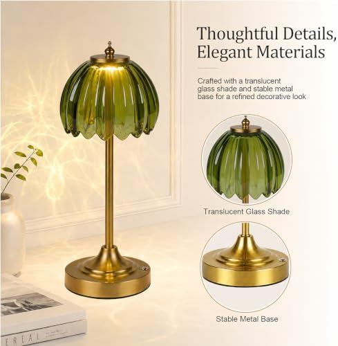 Rechargeable Cordless Table Lamp, 3 Color Temps & Stepless Dimming