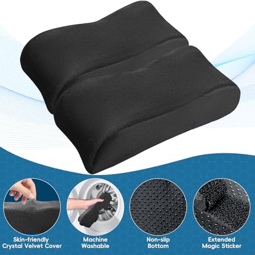 Cooling Gel Armrest Pads,Thick Memory Foam Elbow Pillow for Desk & Gaming Chairs Ergonomic Forearm Support for Pressure Relief,Universal Adjustable Cushion for Work from Home (Set of 2) (Black)
