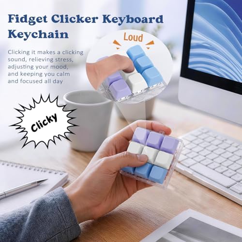 Keyboard Fidget Toy, Creamy Fidget Clicker Keyboard Fidget Keychain, Button Fidget Gifts for Adults, Boost Focus & Ease Anxiety Anywhere — Perfect Stress-Relief Gift (3×3 Grid Layout N)