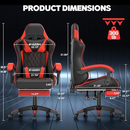 Bigzzia Gaming Chair with Footrest, Comfortable Gamer Chairs Red