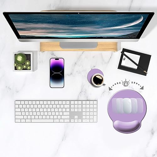DOOKE Ergonomic Mouse Pad with Wrist Support, Cute Wrist Pad with Non-Slip Rubber Base for Computer, Laptop, Home Office Gaming, Working, Easy Typing & Pain Relief,Clove Purple