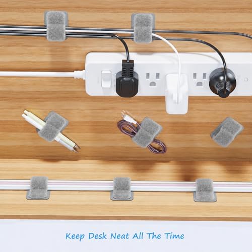Under-Desk Cable Management Kit: 20 Adhesive & 100 Zip Ties (Grey)
