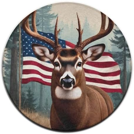 Circular Rugs Large Modern Round Area Rug Fashion Decor Mat for Home Office American Flag Hunting Camo Tree Deer
