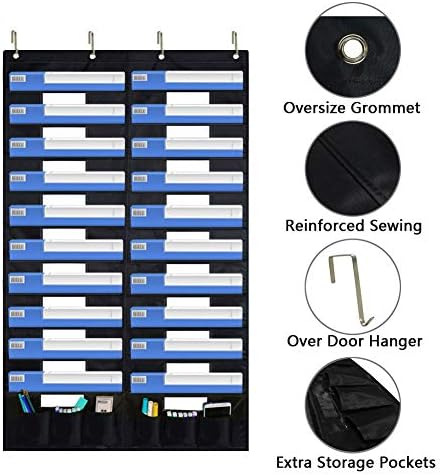 EAMAY Hanging File Folder Organizer Wall Mounted - 20 Pockets and 6 Learning Tool Wall File Folders, Office Supplies File Document Organizer Holder Pocket Chart for Offices, Classroom or Home