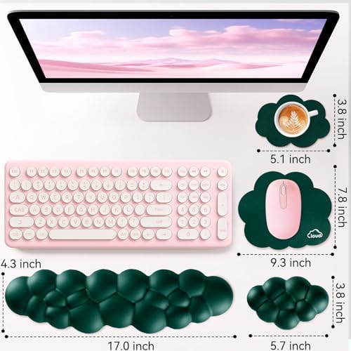 Sushret Cloud Wrist Rest for Computer Keyboard and Mouse Pad Set,Dark Green