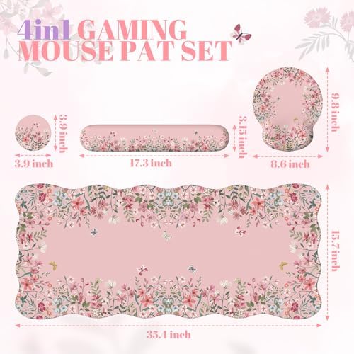 iCasso Pink Keyboard Mat 35.4"x15.7", Desk Protector for Classroom