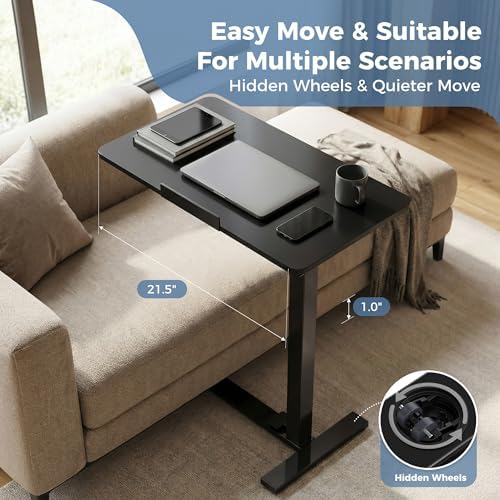 DUMOS Mobile Standing Desk, Bedside Table, Overbed Table