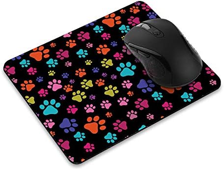 Non-Slip Rectangle Mousepad, WIRESTER Multicolor Paws Dog Mouse Pad for Home, Office and Gaming Desk