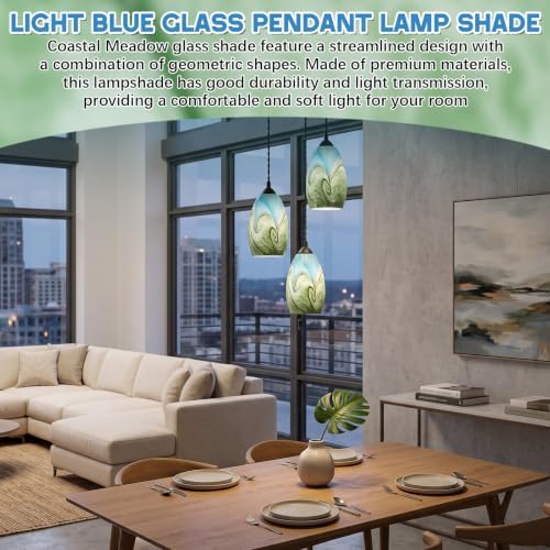 Teenyyou 1 Set Oval Glass Lamp Shade Replacement, Forest Tide