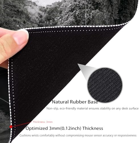Curvy Asphalt Road with Yellow Line in Middle Mouse Pad, Nature Desk Mat