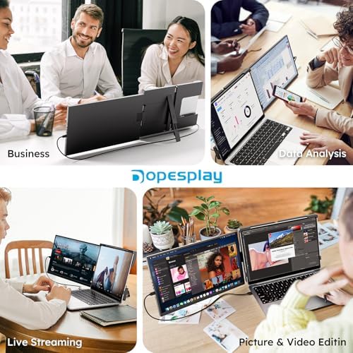 Dopesplay Laptop Screen Extender, 15.6" FHD 1080P IPS External Portable Monitor for Laptop, Plug & Play Dual Screen Monitor for 13"-17" Laptops, Compatible with Mac, Wins, Chrome, Android, Dex