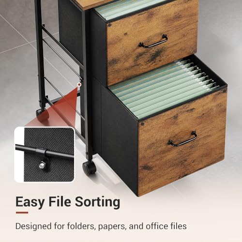 DEVAISE 2 Drawer Mobile File Cabinet, Rolling Printer Stand