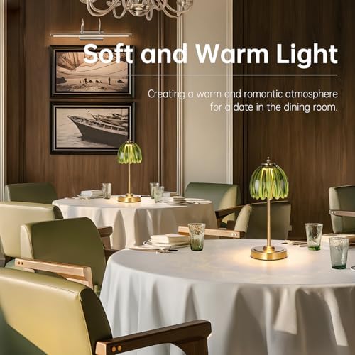 Shenmoyl Set of 2 Tulip Table Lamp with 5000mAh Battery & Touch Control, Cordless Table Lamp with 3 Colors, Dimmable Rechargeable Table Lamps for Bedroom, Living Room, Entryways (Green Tulip)