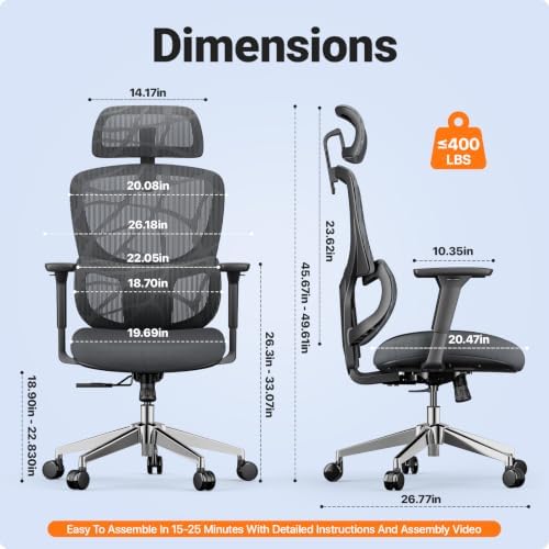 Jacia House Ergonomic Office Chair with Lumbar Support 4D Arms Sliding Seat