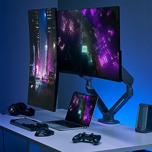 AVLT Dual 27”-43” RGB Gaming Monitor Arm Desk Mount -Dark Gray