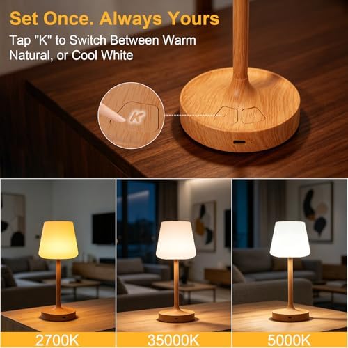 Shower Lamp Waterproof, 4000mAh Rechargeable Table Lamp with Warm Light