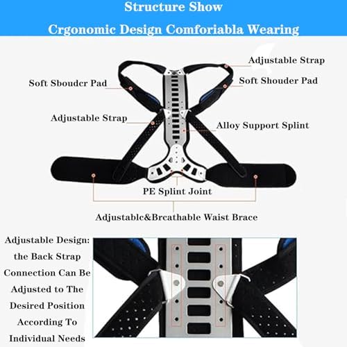 SFKLYU Posture Corrector Back Support Adjuatable Cervical Thoracic Orthosis Chest Fixed Brace Thoracic Traction Device for Hunched Back, Kyphosis, Vertebral Compression Fracture,S