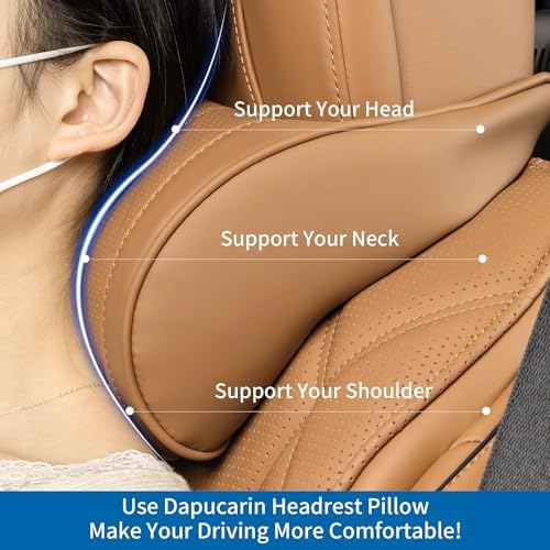 Car Neck Pillow Seat Headrest Memory Foam Palomino Brown, 2 Packs