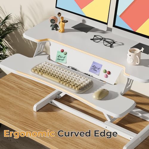 JOY worker Standing Desk Converter, 35" Height Adjustable Desk Riser, White