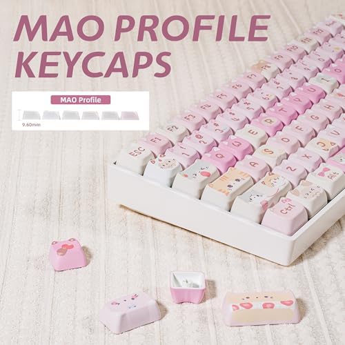ZORNHER ZH100 Wireless Cat Mechanical Keyboard,98% Pink Cute Creamy Keyboard with Number Pad,Full Size Hot-Swappable Kitty Gaming Keyboard,Meow Meow Squad Keycaps,Clicky Blue Switches,RGB Backlit