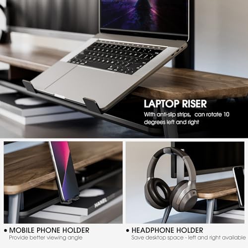 Fenge 42.5-Inch Monitor Stand Riser with Laptop, Phone & Headphone Holders