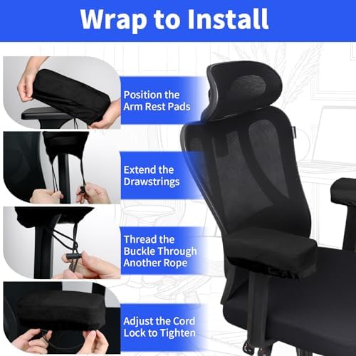 YOUFi Office Chair Arm Covers,Extra Soft Velvet Armrest Cushion,Set of 2