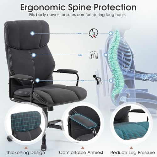 ECOTOUGE Dark Gray Big and Tall Ergonomic Executive Office Chair