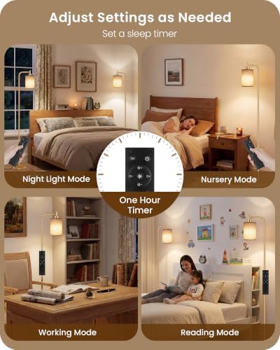Dimmable Floor Lamp for Living Room with Remote & 10W Bulb