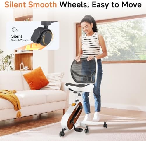 HitGo Ergonomic Office Chair with Exercise Bike, 330LBS Under-Desk Bike with 9-Level Height-Adjustable Seat, 8-Level Resistance, Rolling Wheels, Quiet Fitness for Home Office