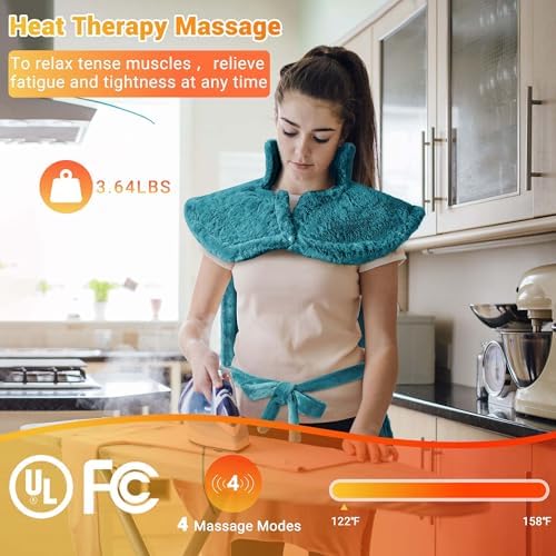 Massaging Heating Pad for Neck and Shoulders and Back Pain Relief