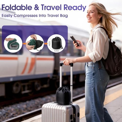 CloudBliss Neck Pillow for Sleeping, Memory Foam Travel Pillow, Green