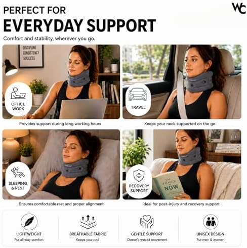 Wonder Care Neck Brace for Sleeping Cervical Collar Adjustable Neck Support Brace Relief Cervical Spine Pressure Ideal for Travel, Office Workers & Neck Injury Recovery, Small