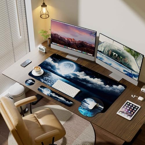 Desk Mat Set Keyboard and Mouse Pad with Wrist Rest Support