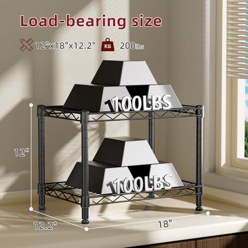 SINGAYE Small Wire 2 Shelves Pantry Metal Shelf Floor Organizer Under Desk