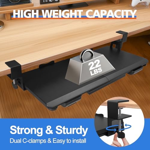 27" x 12" Large Keyboard Tray Under Desk with Storage Drawer