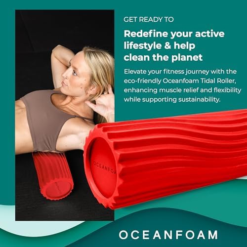 Oceanfoam Tidal Roller - Muscle Massage Foam Roller for Exercise (Red)