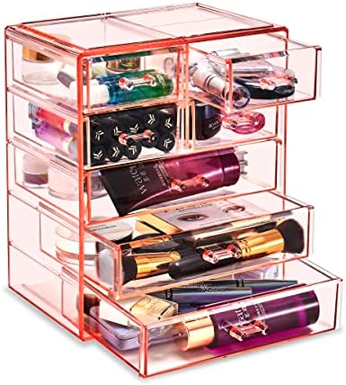 Sorbus 7-Drawer Makeup Organizer with Small & Wide Drawers (Pink)