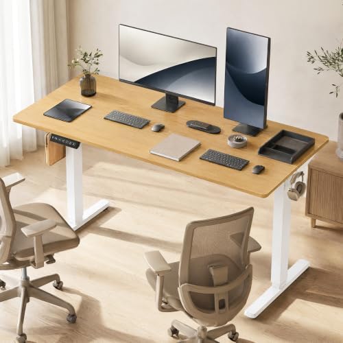 Electric Standing Desk,63in for Home,Office,Gaming,Oak
