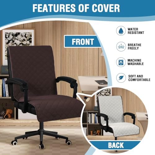 H.VERSAILTEX Water Resistant Chair Cover Reversible Dining Chair Cover with Non-Slip Buckle Soft Removable High Chair Slipcovers Oversized for Armchair or Armless Chair,Brown/Beige
