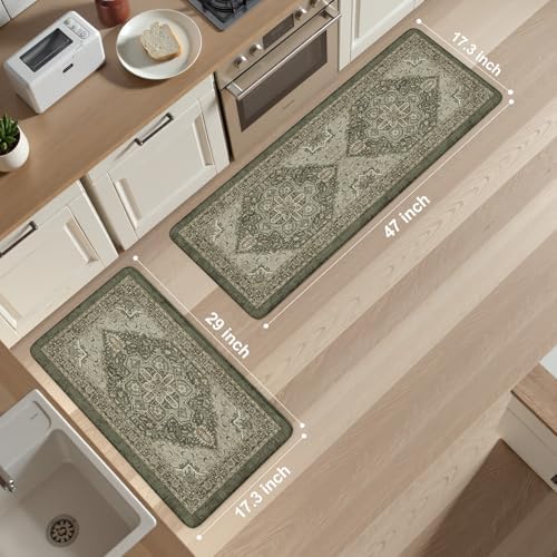 KIMODE Anti Fatigue Mats for Kitchen Floor, Boho Kitchen Rugs Sets of 2