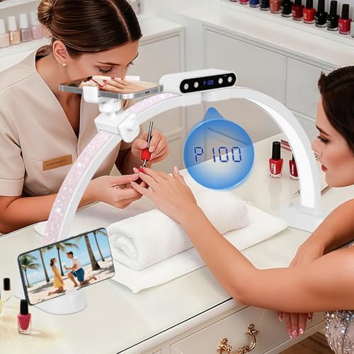 KIRKAS Half Moon Light for Nail Desk, 24in Foldable Nail Lamp for Desk