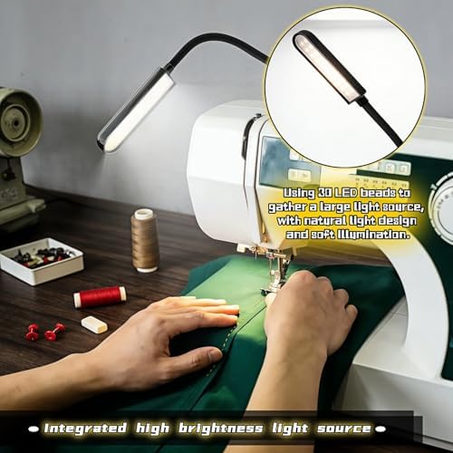 30 LED Sewing Machine Light with Flexible Silicone Neck, Magnetic Base Work Lamp for Sewing Machines, Drill Press, Desk, Music Stand, Crafts, Workbench, Non-Flicker, Eye-Caring Design