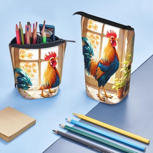 Sunflower Chicken Rooster Standing Pencil Case
