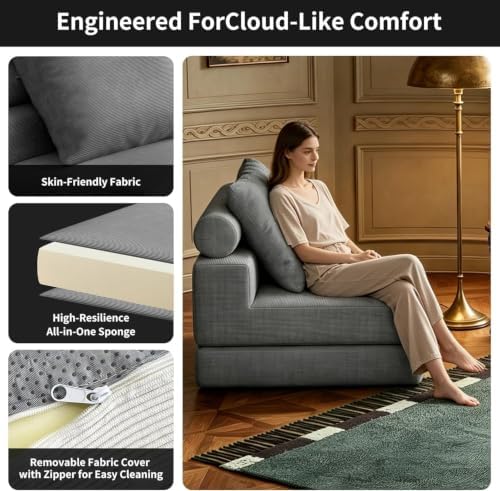 Folding Sofa Bed, Convertible Sleeper Chair with Memory Foam
