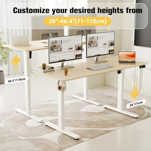 ERGOMAKER 55"x24" Standing Desk, Adjustable Sit-Stand Home Office, Oak