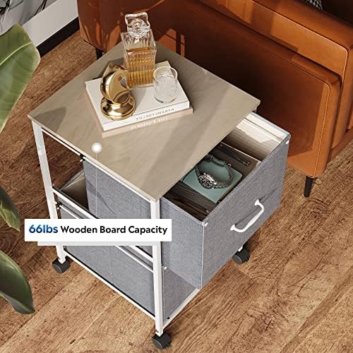 DEVAISE 2 Drawer Mobile File Cabinet, Fabric Vertical Filing Cabinet