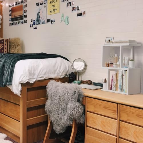 Small Desktop Bookshelf for Top of Desk Shelf - Mini White Table Bookcase 3-Tier Shelves Storage Book Organizer Hutch for Dorm Office College