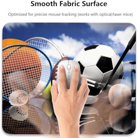 Sports Mouse Pad, Soccer Darts Ice Hockey Baseball Basketball Desk Mat