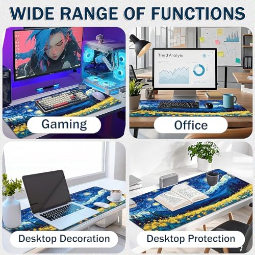 Mouse Pad Gaming - Desk Mat for Keyboard and Mouse - Large Mouse Pad for Desk, Mousepad (35.4" X 15.7") with Non-Slip Base, Desks Pad Mat Office and Home