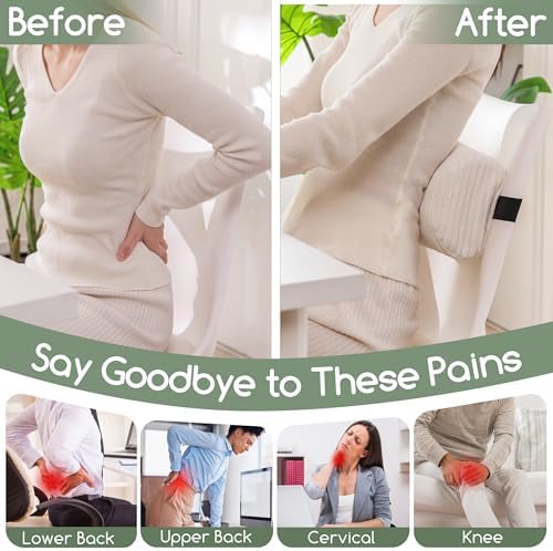 HIGOGOGO Lumbar Roll Lumbar Support Pillow for Office Chairs, Cars, and Gaming Chairs, Back Cushion with Washable Cover & Adjustable Strap to Relieve Back Pain and Improve Posture, 11"x6"x5", Beige